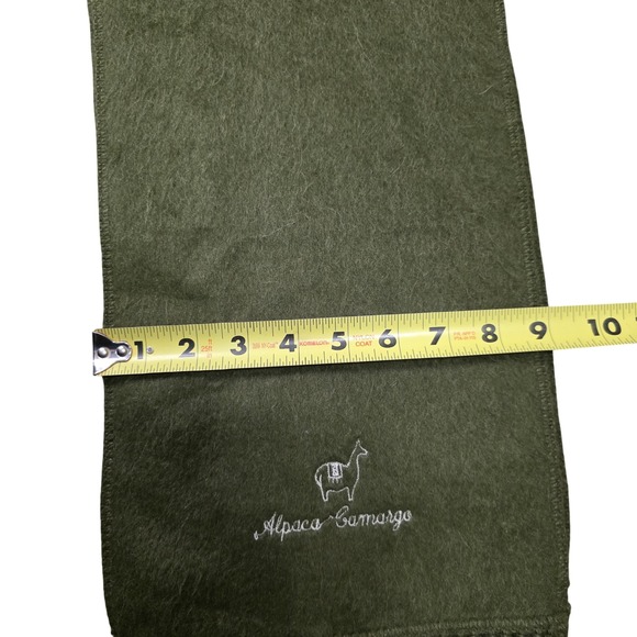 Alpaca Camargo Olive Green Embroidered Alpaca Scarf Unisex - Picture 3 of 6